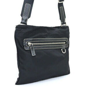 Prada Leather Shoulder Nylon Bag Black
